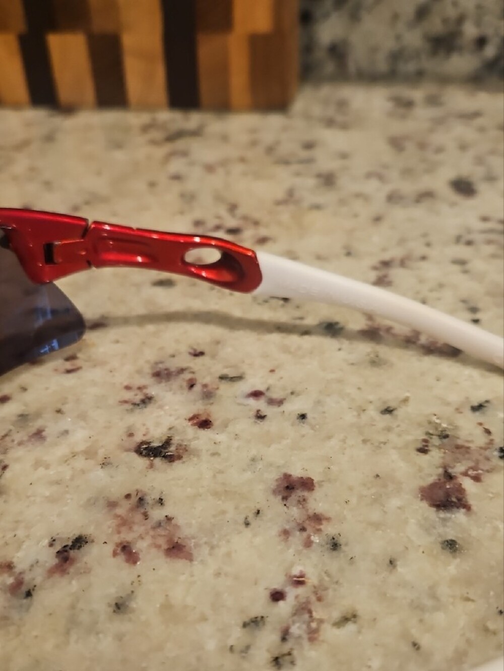 Oakley Red Frame Sunglasses with Smoke Lens - Picture 3 of 9